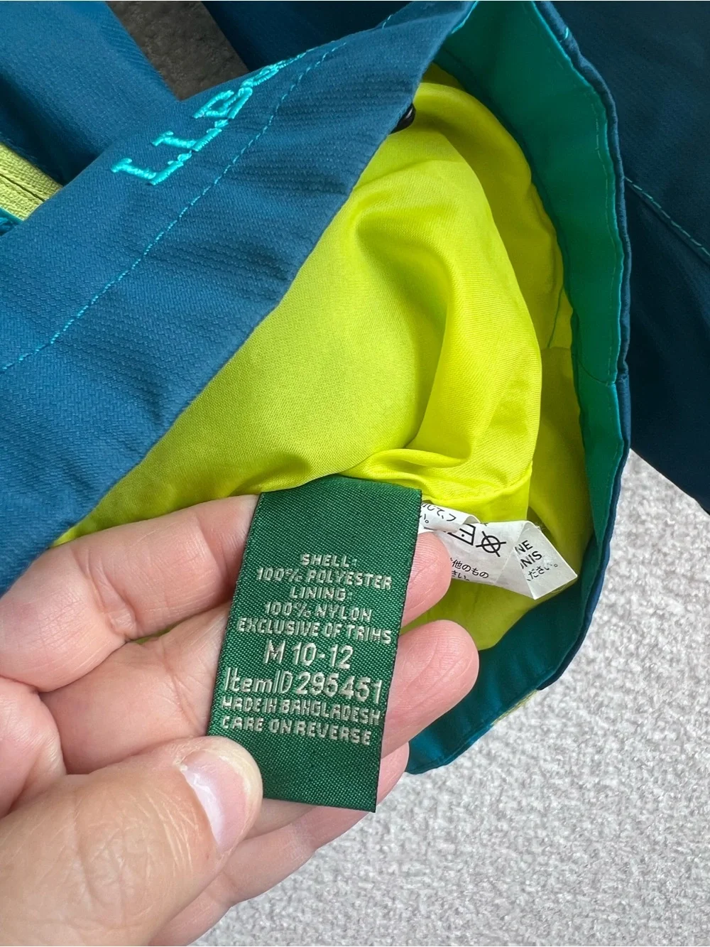 L.L. Bean Kids Blue Hooded Windbreaker Jacket Size Medium 10/12